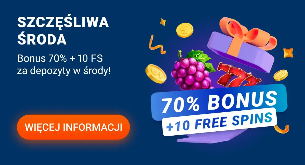 Mostbet: 70% bonus i 10 free spinów – środa